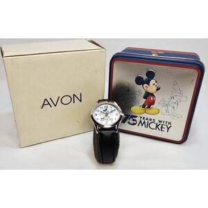 Vtg Avon Disney 75 Years With Mickey Anniversary Quartz Watch With Tin 2002 NIB